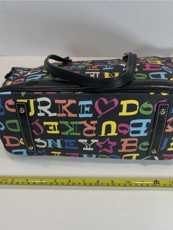 Dooney & Bourke Black Rainbow Logo Doodle Graffiti Large Tote Bag Logo Colorful - Picture 8 of 10